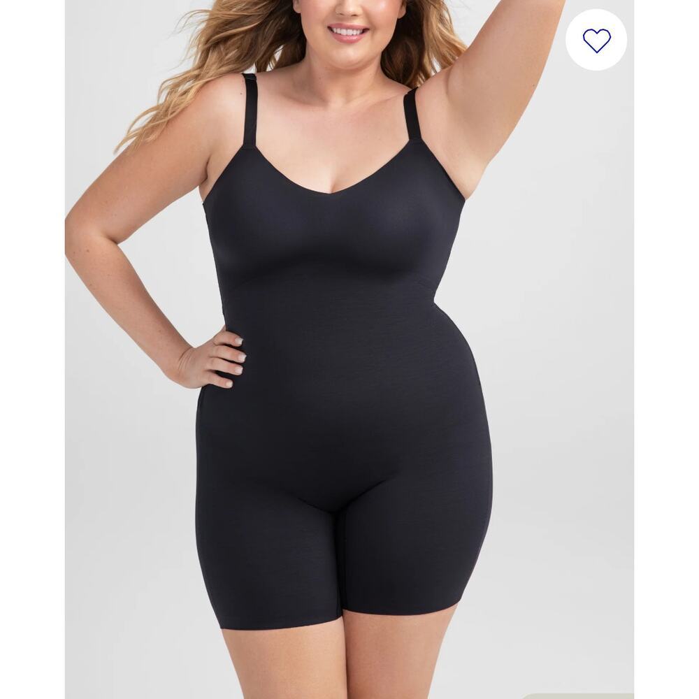 Honeylove Mid-Thigh Bodysuit Shapewear Black Women's Size 1X